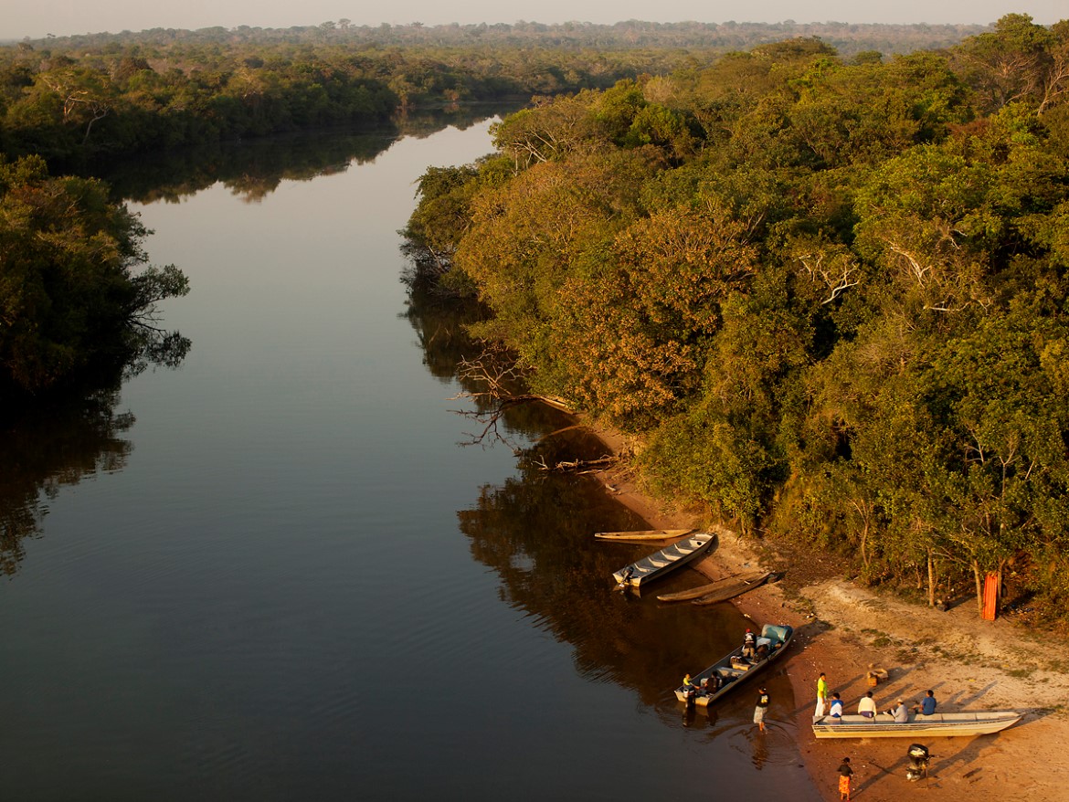 Xingu-reservatet i Amazonas sett fra himmelen