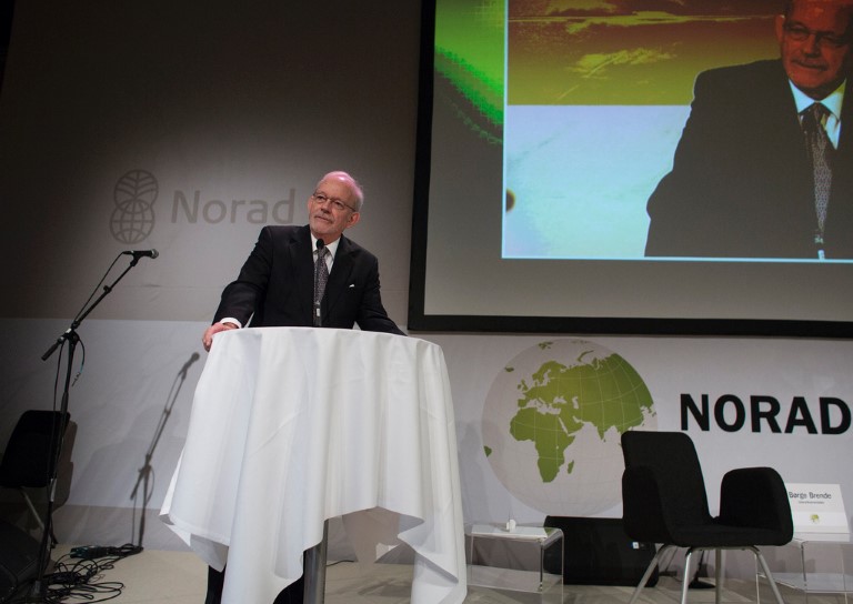 Anthony Lake taler under Noradkonferansen 2013. Foto: Espen Røst