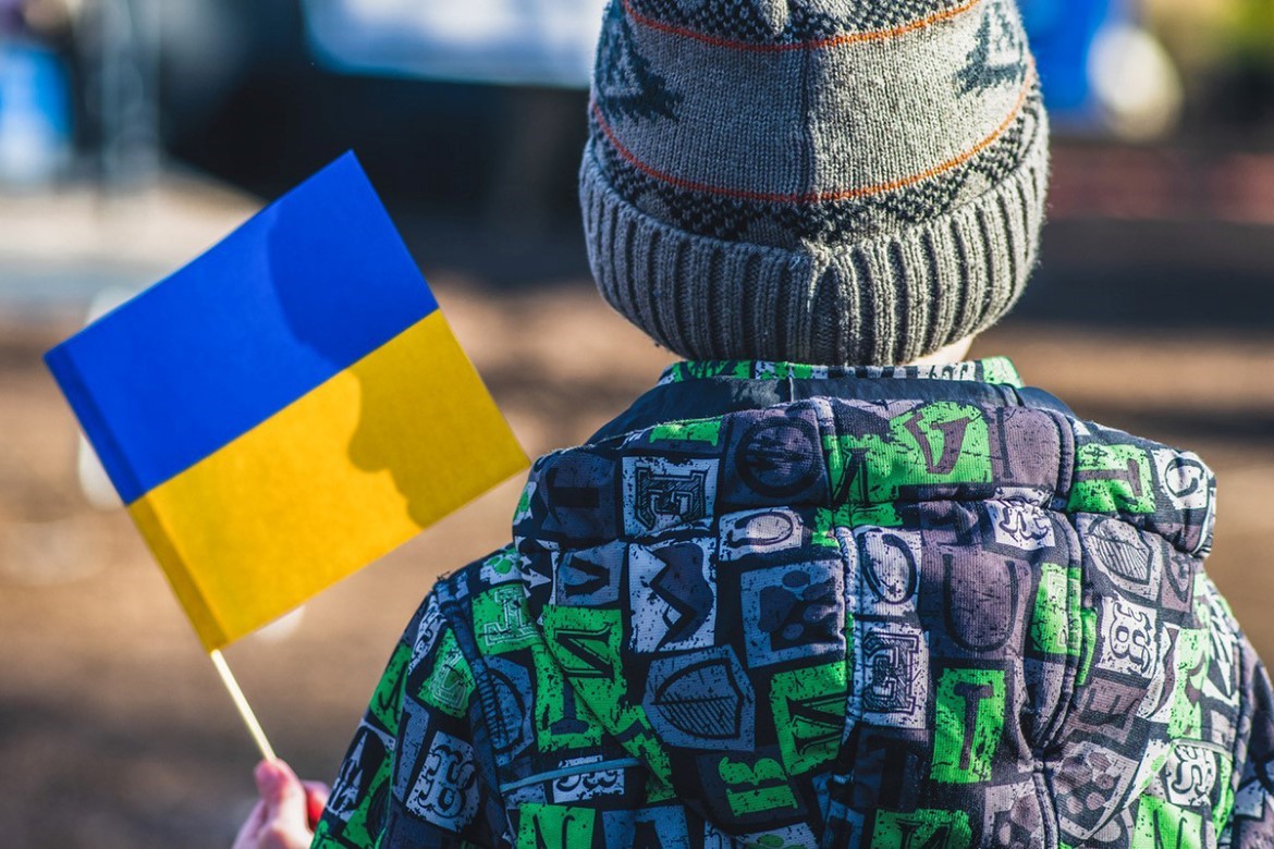 Boy with Ukrainian flag