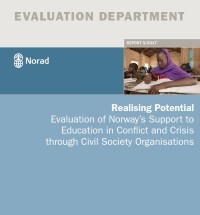 Forside av evalueringsrapport om utdanning i kriser og konflikt gjennom sivilt samfunn