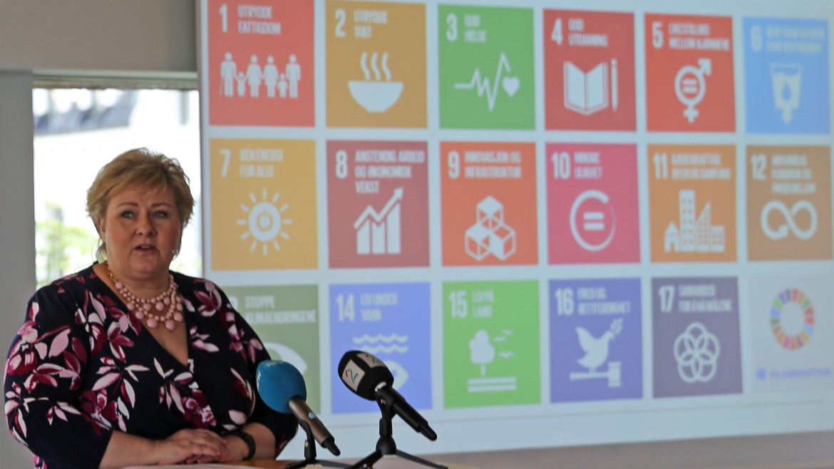 Erna Solberg legger frem Norges rapport til FN om bærekraftsmålene