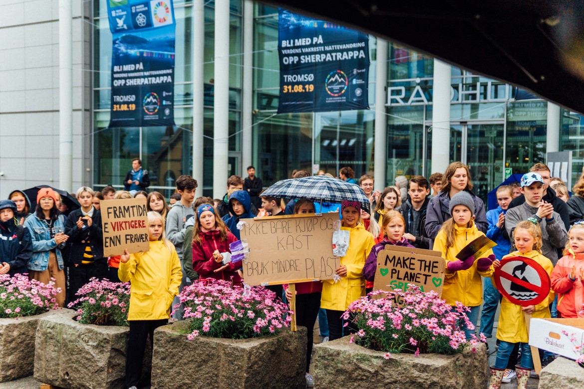 Skolestreik for klima i Tromsø 30. august 2019