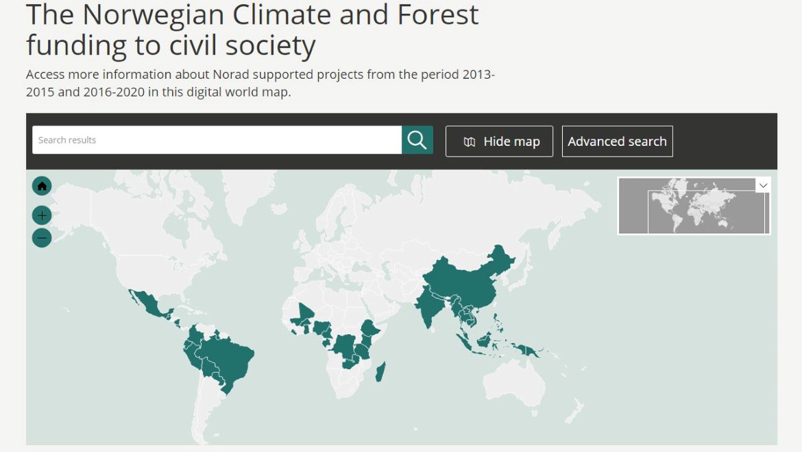Kart over skogprosjekter fra siviltsamfunn