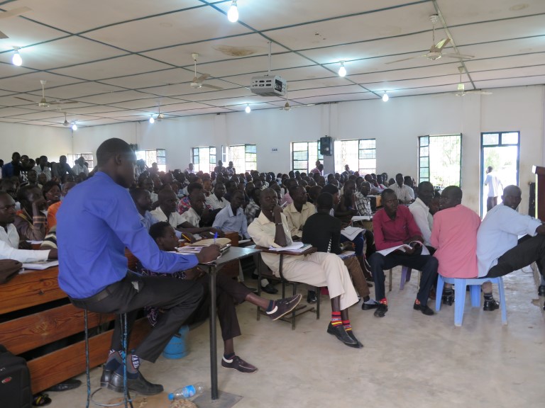 Crowded university lecture at the University of Juba in South Sudan