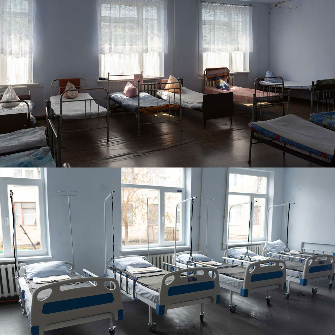 Beds in a hospital
