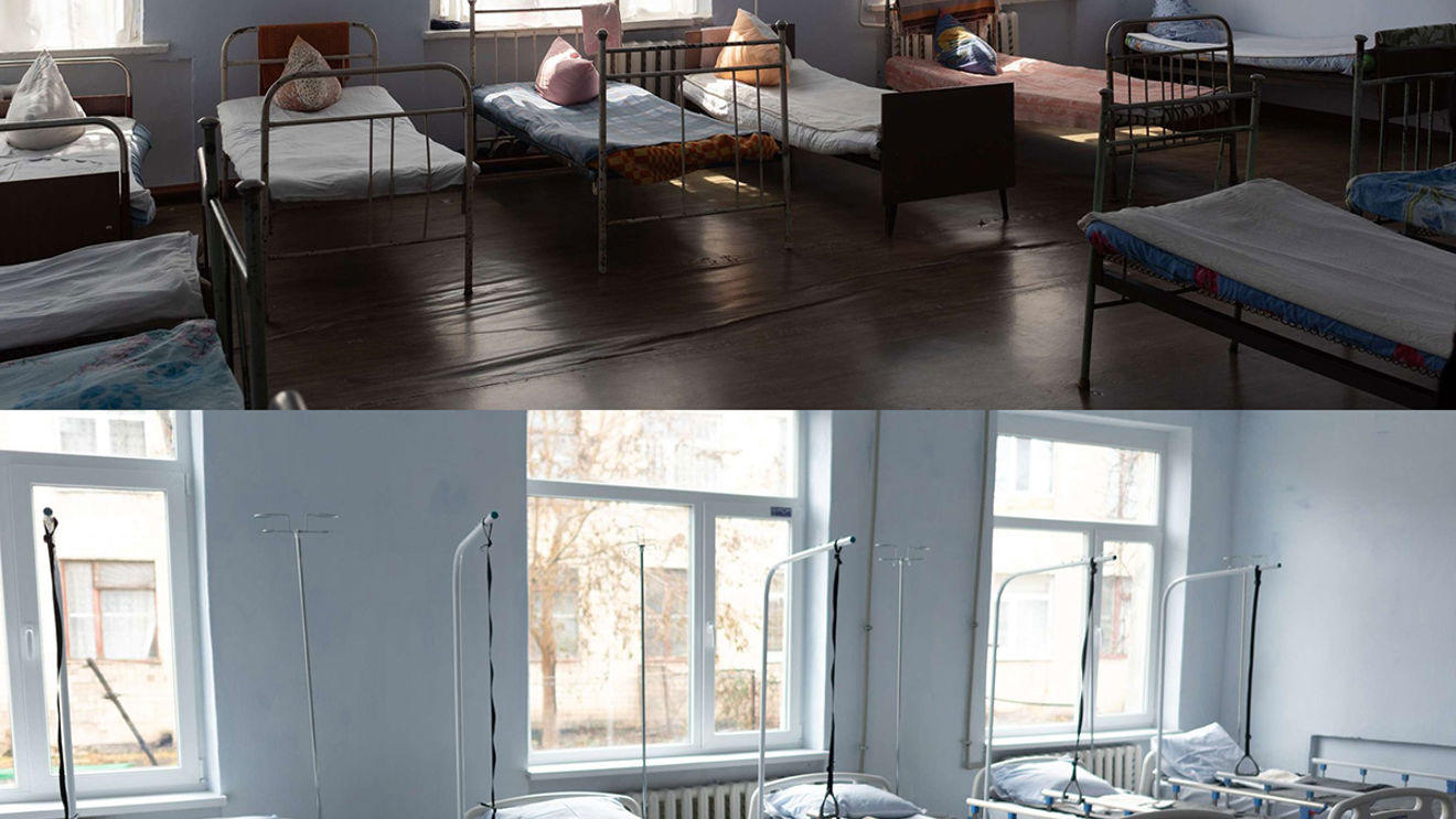 Beds in a hospital